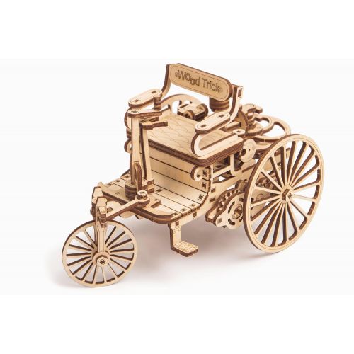  Wood Trick FIRST CAR Classic Mechanical Models 3D Wooden Puzzles DIY Toy Assembly Gears Constructor Kits for Kids, Teens and Adults