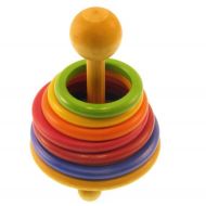 WoodAndCare Toddler Rainbow Ring Stacker Toy Wooden Toddler Toy Stacking Ring Solid Wood ring stacking toy for toddlers