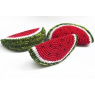 /Etsy Crochet Watermelon slice Crochet toy Teething Toy Pretend food Crochet vegetables Crochet fruits Pretend play Nursery decor Kids gift
