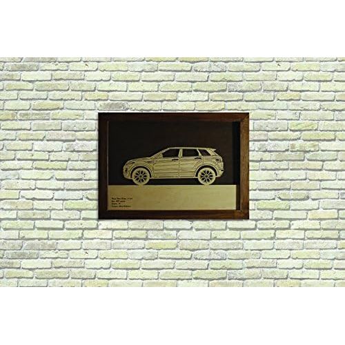  WoodArt Car Wood Picture Suitable for Range Rover Evoque Sideview Auto Decor Painting Automobile Art Plywood with Plexiglass 33 x 24.5 cm (12.99 x 9.6) Handmade