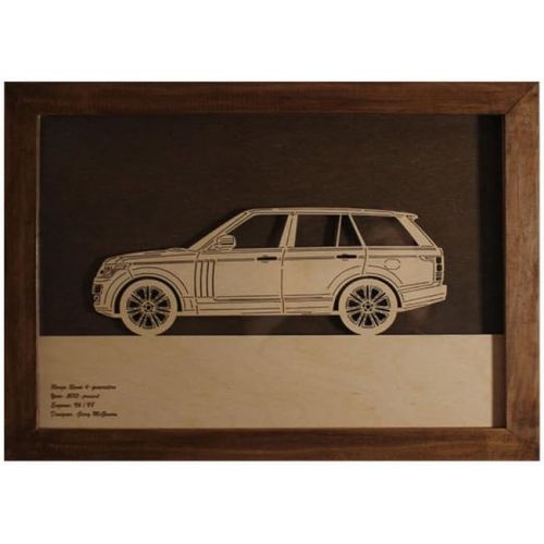  WoodArt Car Wood Picture Suitable for Range Rover IV Sideview Auto Decor Painting Automobile Art Plywood with Plexiglass 33 x 24.5 cm (12.99 x 9.6) Handmade