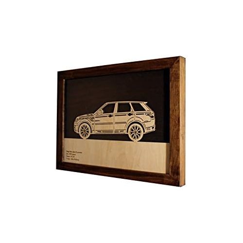  WoodArt Car Wood Picture Suitable for Range Rover Sport II Generation Sideview Auto Decor Painting Automobile Art Plywood with Plexiglass 33 x 24.5 cm (12.99 x 9.6) Handmade