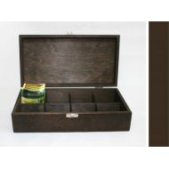 WoodPower Wooden Tea Box / Jewelry Box / 8 Compartments Box / Wooden Keepsake Box / Dark Brown Box / Personalized Box Option / Collection Box