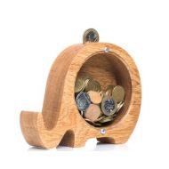 WoodPresents Personalized coin bank for boys and girls ELEPHANT money frame for kids Wooden piggy bank Wood animal bank Modern baby shower gift Woodcraft
