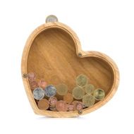 WoodPresents Personalized piggy bank for little girls and boys HEART Wood coin bank Baby shower, wedding, Valentines day gifts Wooden money box Tip jar