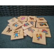 Wooddidactic Wooden memory game, Memory game, Wooden toy, Matching game, Montessori toys, Handmade toys, Farm toy, Farm animals, Wooden farm toy, Animals