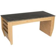 Wooden Mallet DM2-BG Coffee Table with Magazine Pockets and Black Granite Look Top, Light Oak