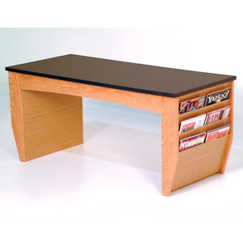  Wooden Mallet DM2-BG Coffee Table with Magazine Pockets and Black Granite Look Top, Light Oak