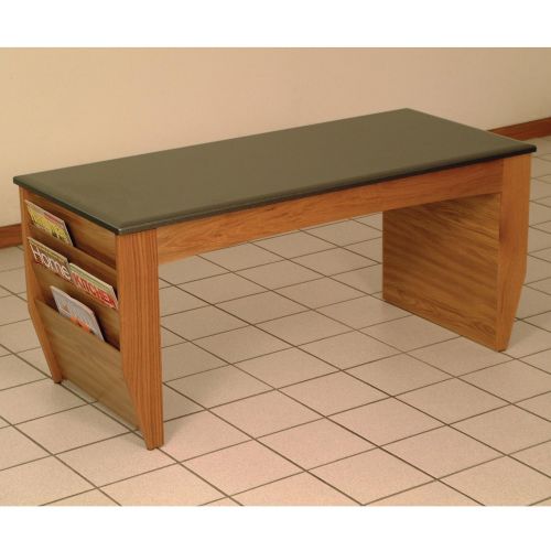  Wooden Mallet DM2-BG Coffee Table with Magazine Pockets and Black Granite Look Top, Light Oak