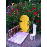 WoodenBLING Gifts for her, Birthday, Fairy Garden, Fairies, Fairy House, Imaginative Play, Tree, Wall, Housewarming, Door, Distressed, Yellow,Room Decor