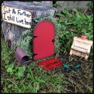 WoodenBLING Fairy Door, Red, Fairy Garden, Stocking Stuffer, Gift, Gnome, Fairies, Outdoor Fairy Garden, Gifts for Her, Birthday, Housewarming, Garden