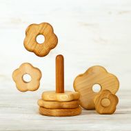 /WoodenCaterpillar Flower Wooden Stacking Toy Fine Motor Skills Montessori Kids Learning Toy Wooden Toy Waldorf Educational toy