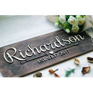 /WoodenEngravedShop Wedding Last Name Sign, Wedding Established Family Sign, Wall Decor, Custom family name sign, Personalized Family Name gift for couple qw #1