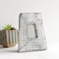 Framed Wood Wall Mirror 6x5 Inch by WoodenStuff Rustic Decorative Organizer for Desk Shabby chic Small Decal Handcrafted For Your Wall Decor Wooden Border in Distressed Housewarmin