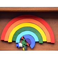 /WoodenWorkshopUA Wooden rainbow toy - Rainbow stacking toy - Waldorf toy - Rainbow stacker - Wooden leprechaun toy - Nesting stacker - Waldorf Toddler Toy