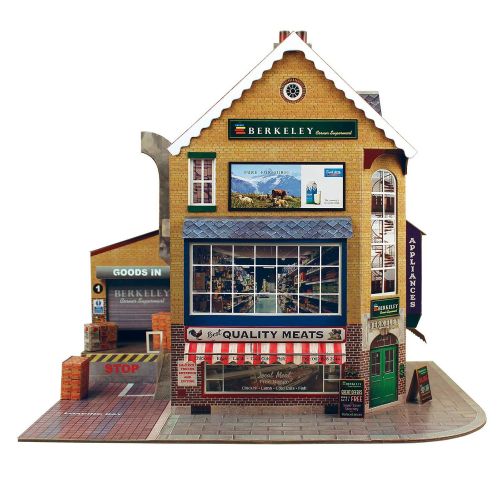  Woodland O Gauge 1:48 Scale Corner SUPERMART Cardboard Model Making Kit The CityBuilder Model Railroad Building