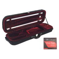 Woodnote VC-550BK Enhanced Foamed 4/4 Oblong Violin Case with Free Full Size String Set