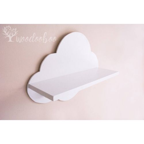  Woodooboo White cloud shelf, cloud shelf with hooks, nursery peg shelf, shelf with knobs, nursery shelves, white floating shelf, cloud floating shelf
