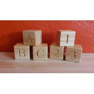 WoodpeckerLG 1.8 Wooden Cubes with Letters and Numbers, ABC and Number Blocks, ABC 123, Baby Shower Gift, Wooden blocks, Gift, Toy