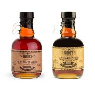 Woods Set of Two Vermont Pure Maple Syrup - Bourbon Maple Syrup and Rum Maple Syrup - in Glass Jugs