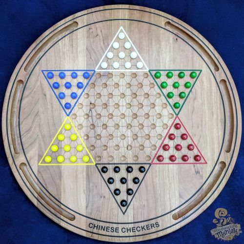  20in Wall Hanging Chinese Checkers with Marble Storage - Woodworking Maniak