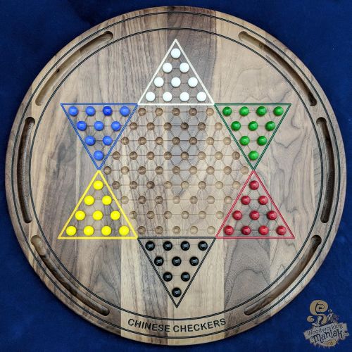  20in Wall Hanging Chinese Checkers with Marble Storage - Woodworking Maniak