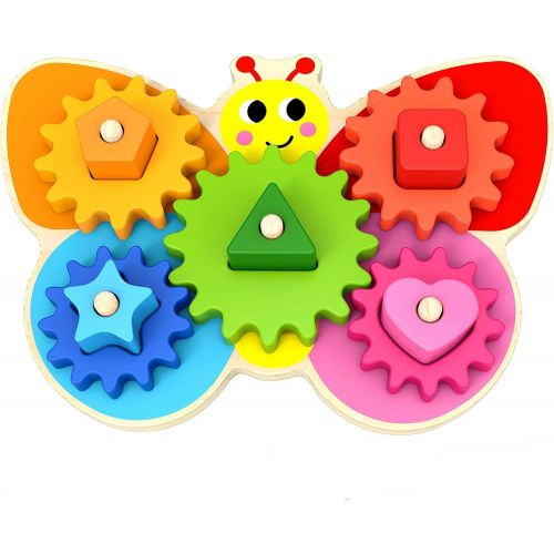  Woody treasures Wooden Toys - Montessori Toys for 2 Year Old Girls and Boys - Toddler Puzzles - Shape Sorting Matching Gear Game - Educational Toddler Toys Age 2-3 - Great Preschool Learning Activ