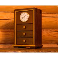 WoodyGoodyGift Table Wood Clock with Boxes | Home Vintage Clock | Retro Design | Handmade Clock | Tabel Clock | Wooden Clock | Unique Gift