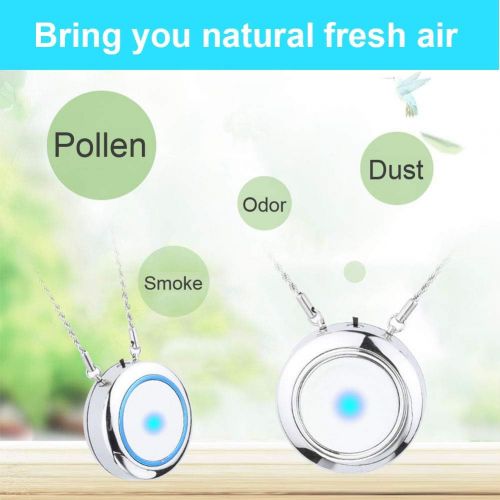  [아마존베스트]WOOLALA Personal Wearable Air Purifier Necklace/Mini Portable Air Freshner Ionizer/Negative Ion Generator/Low Noise for Adults Kids Blue