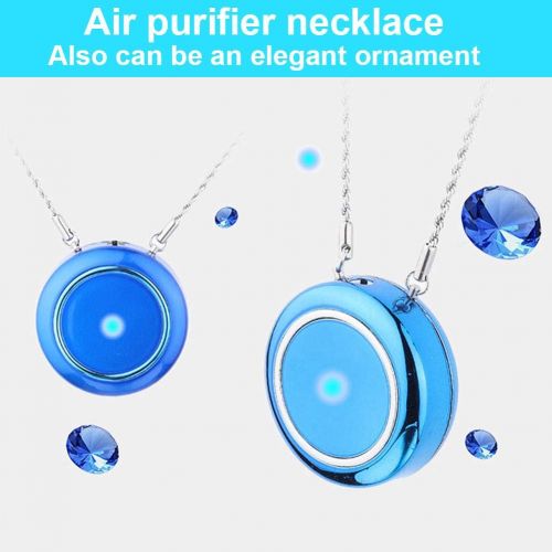  [아마존베스트]WOOLALA Personal Wearable Air Purifier Necklace/Mini Portable Air Freshner Ionizer/Negative Ion Generator/Low Noise for Adults Kids Blue