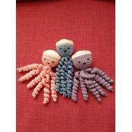 WoolandCardsCrafts Crochet Octopus, Preemie Small Crochet Squid, Inkfish, Baby toy, Cuttlefish, Sepia