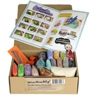 [아마존베스트]Woolbuddy Needle Felting Starter Kit 16 Wool Colors, Felting Foam Mat, 6 Needles, 3 Thimbles, Instruction Book, Arts and Crafts, Easy for Beginners