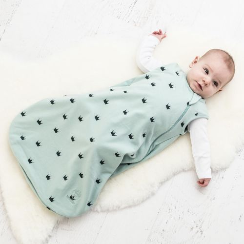  Woolino Baby Sleeping Bag, 4 Season Basic Merino Wool Wearable Blanket, 0-6 Months, Earth