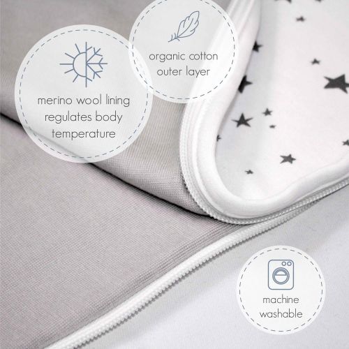  Woolino 4 Season Ultimate Baby Sleep Bag Sack - 2-24 Months Universal Size - Merino Wool - Gray