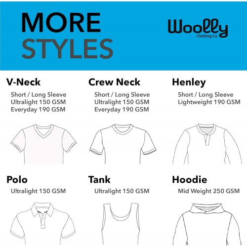  Woolly Clothing Co Woolly Clothing Mens Merino Wool Long Sleeve Henley - Everyday Weight - Wicking Breathable Anti-Odor