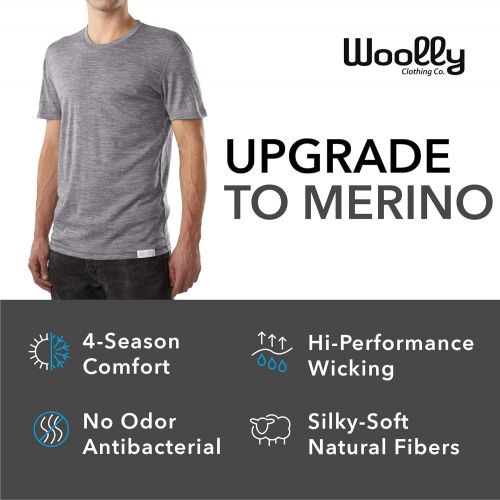  Woolly Clothing Co Woolly Clothing Mens Merino Wool Long Sleeve Henley - Everyday Weight - Wicking Breathable Anti-Odor