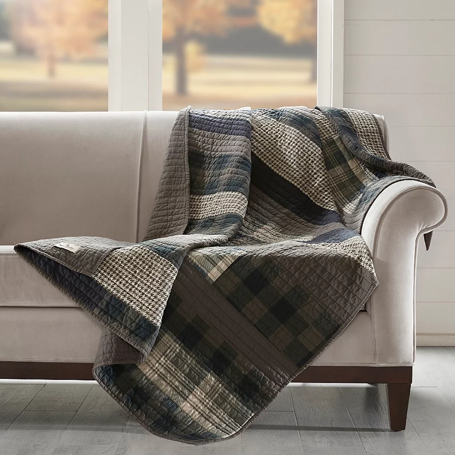  Woolrich Winter Plains Quilted Throw in Tan