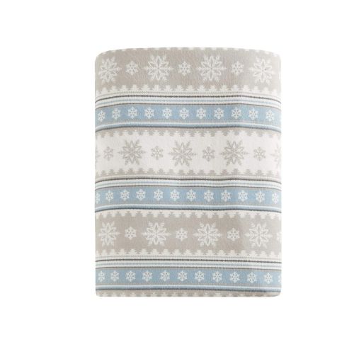  Woolrich Flannel Queen Bed Sheets, Lodge/Cabin Blue Snowflake Bed Sheet, Bed Sheet Set 4-Piece Include Flat Sheet, Fitted Sheet & 2 Pillowcases