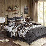 Woolrich Rustic Lodge Cabin Comforter Set - All Season Down Alternative Warm Bedding Layer and Matching Shams, Oversized Cal King, Bitter Creek, Grey/Brown