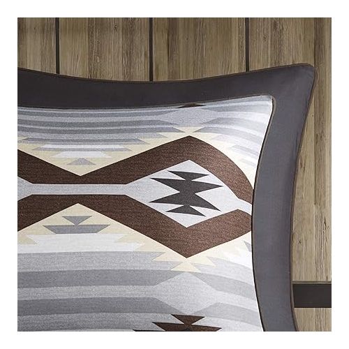  Woolrich Rustic Lodge Cabin Comforter Set - All Season Down Alternative Warm Bedding Layer and Matching Shams, Oversized Cal King, Bitter Creek, Grey/Brown