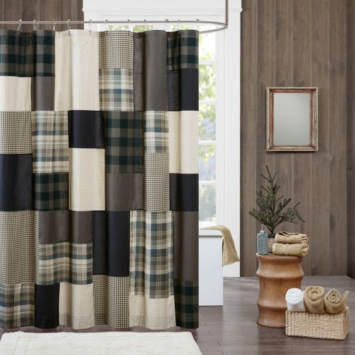  Woolrich Plaid Lodge Cotton Shower Machine Washable Classic Holiday Country House Curtains, 72x72, Tan