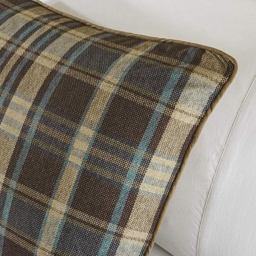  Woolrich Hadley Plaid Queen Size Bed Comforter Set - Blue, Tan, Plaid  4Piece Bedding Sets  Softspun Bedroom Comforters