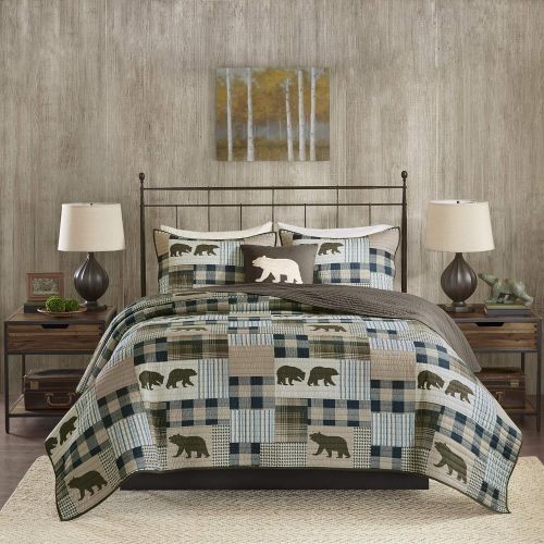  Woolrich Twin Falls Quilt Set, BrownBlue