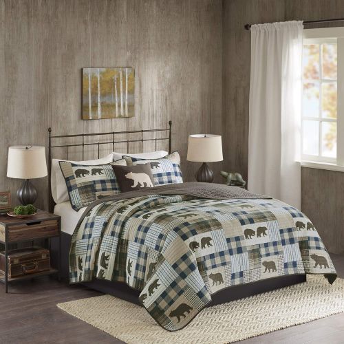  Woolrich Twin Falls Quilt Set, BrownBlue