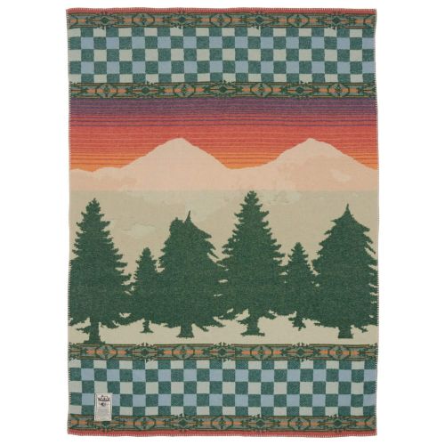  Woolrich Forest Ridge Jacquard Wool Blanket, MOUNTAIN SCENE (Green)