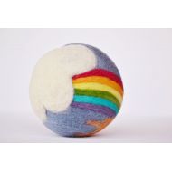 /WoolyTopic Rainbow Ball, Needle Felted, Wool Art Toy, Cloud, Sun, Blue, Shaker toy by Wooly Topic