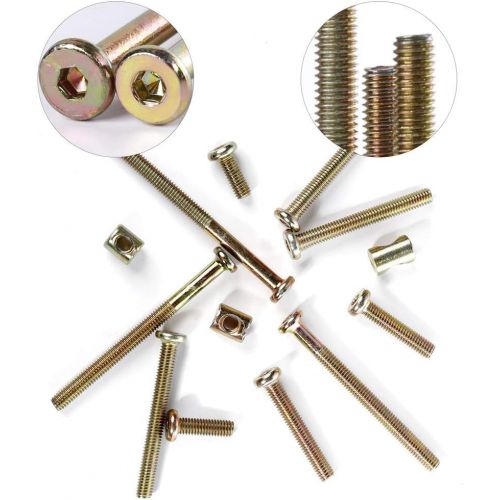  Woopais Crib Screws Parts Replacements - M6 Baby Bed Crib Bolts and Barrel Nuts for Furniture Bed Cot Bunk 16mm 20mm 30mm 40mm 45mm 50mm 55mm 70mm 75mm 85mm Crib Bolts