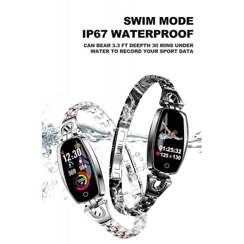  Woqoo Womens Fitness Tracker Watch, IP68 Waterproof HR Activity Tracker, Smart Watch wit Heart Rate Blood Pressure Monitor 8 Sport Mode Pedometer Jewelry Sport Wristband Holiday Birthday
