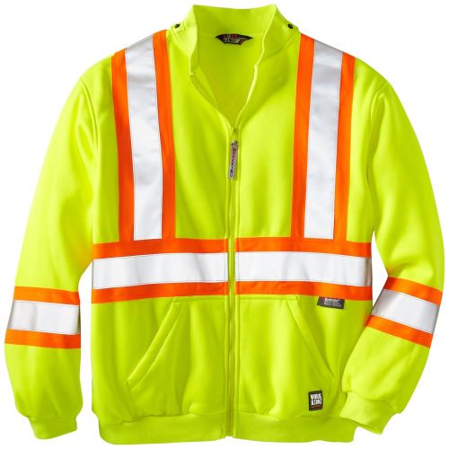  Work King Mens Hi-Vis Zip Front Safety Fleece Hoody