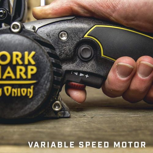  Work Sharp Knife & Tool Sharpener Ken Onion Edition - Precision Sharpening from 15° to 30°, Premium Flexible Abrasive Belts, Variable Speed Motor, Multi-Positioning Sharpening Modu